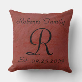 Coussin Anniversaire rouge de monogramme de cuir de Faux