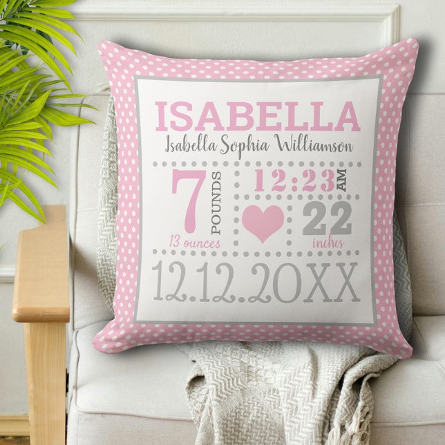 Coussin Annonce de naissance de bébé fille (Créateur téléchargé)