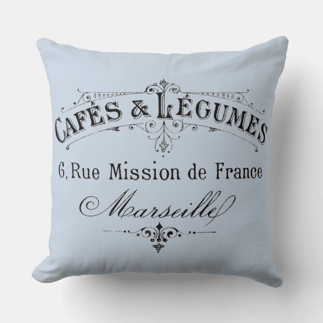 Coussin Annonce Vintage de café et légumes (Recto)