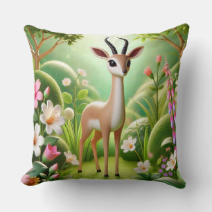 Coussin Antilope gracieuse parmi la flore en fleurs