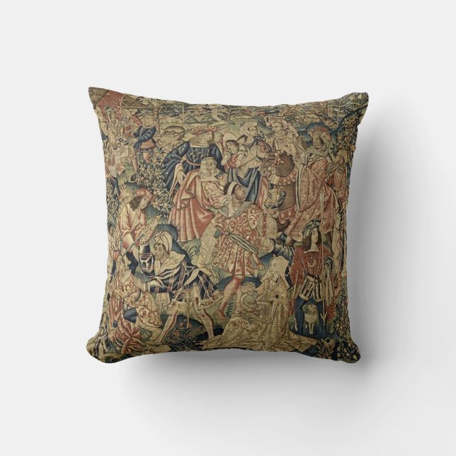 Coussin antique de regard de tapisserie (Recto)