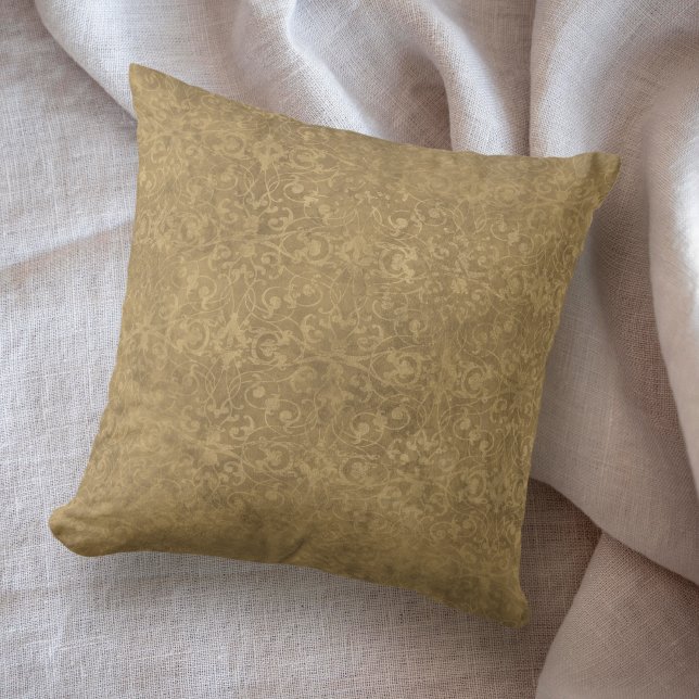 Coussin Antique Gold Shabby Damask (Créateur téléchargé)