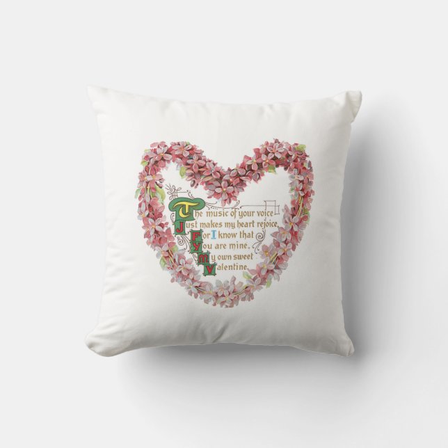 Coussin Antique Valentine Bouquet Coeur (Recto)