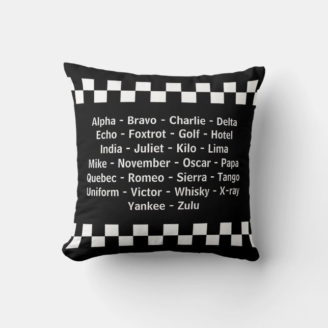 Coussin Appel radio phonétique alphabétique de l'officier  (Recto)