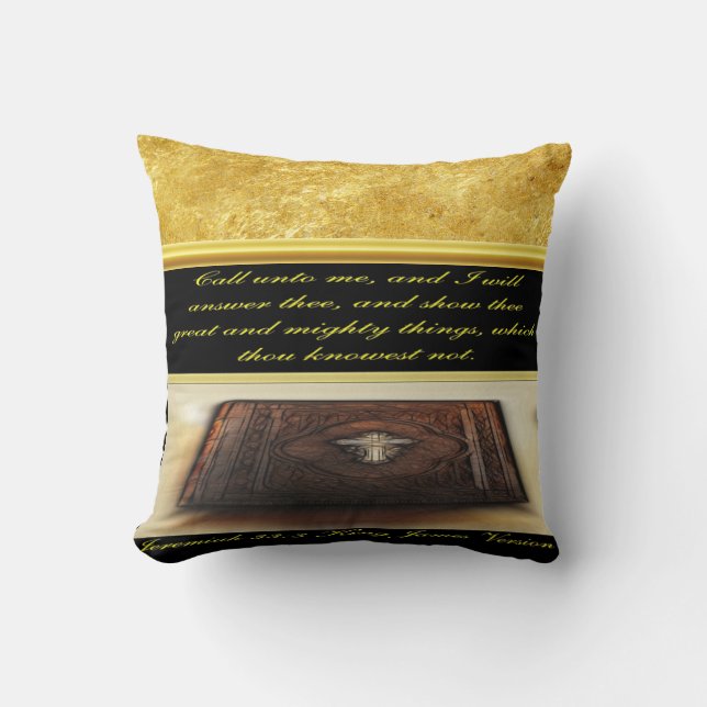 Coussin Appelle-moi, et je répondrai à Jérémie 33:3 (Recto)