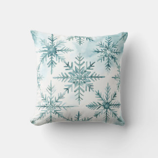 Coussin Aqua Aquarelle Snowflake Motif Jeu d'oreiller