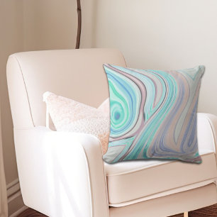 Coussin aqua bleu menthe vert lilas violet pastel arc-en-c