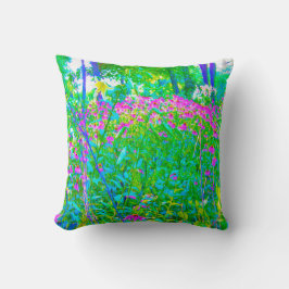 Coussin Aqua Blue Impressionistic Garden Paysage
