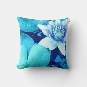 Coussin Aqua Blue Nénuphar Jeu d'oreiller style 4