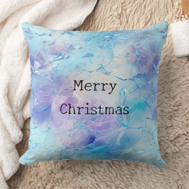 Coussin Aqua Blue Purple Ice Neige Noël (Couverture)