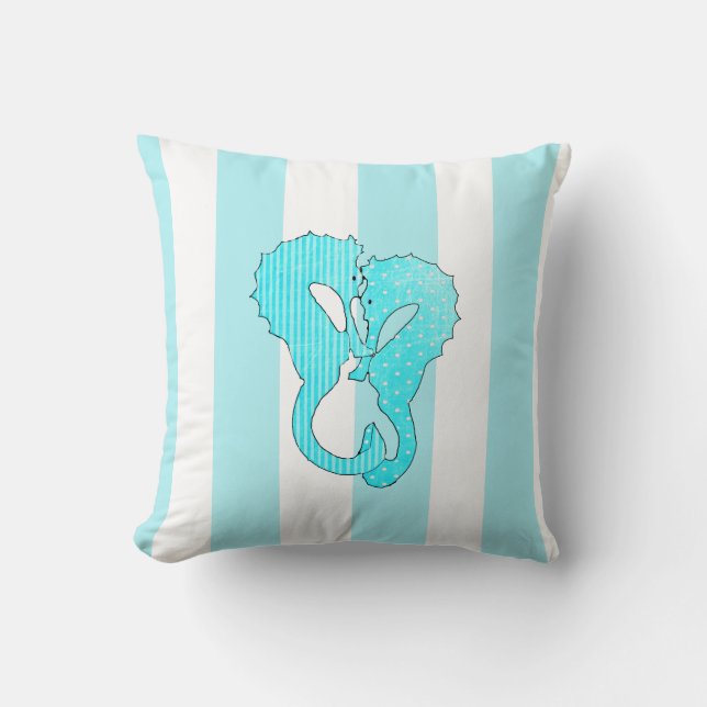 Coussin Aqua Blue Seashell et Seahors (Recto)