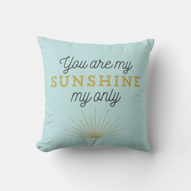 Coussin Aqua Blue Vous Êtes Mon Sunshine Retro (Recto)
