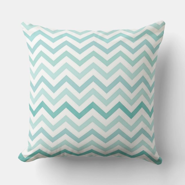 Coussin Aqua Blue Zigzag Pattern – Modern Minimalist   (Recto)