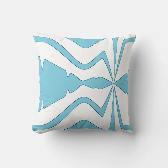 Coussin Aqua Bold Abstrait Sound Wave Design sur blanc (Recto)