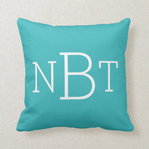 Coussin Aqua de turquoise et carreau décoré d'un