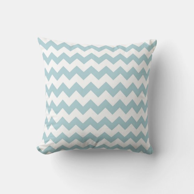 Coussin Aqua et blanc de Chevron (Recto)