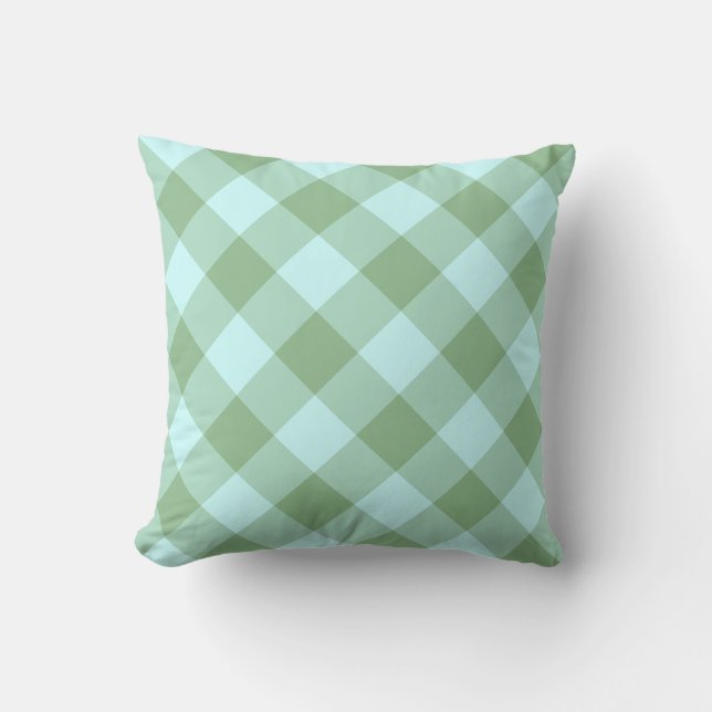 Coussin Aqua et En vichy vert de la mer Noire (Recto)