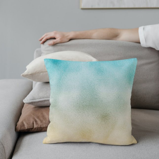 Coussin Aqua et Gold Ombre Foil (Créateur téléchargé)