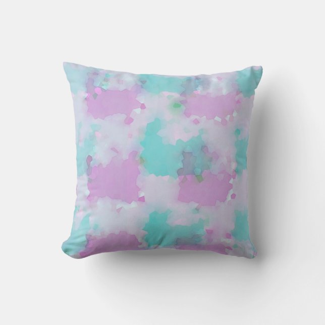 Coussin Aqua et Pink Watercolor Splash Art (Recto)