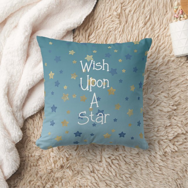 Coussin Aqua Gold Bleu Souhaite Sur Une Étoile (Couverture)
