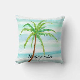 Coussin Aqua Mint Bleu Blancs Tropical Palm Tree