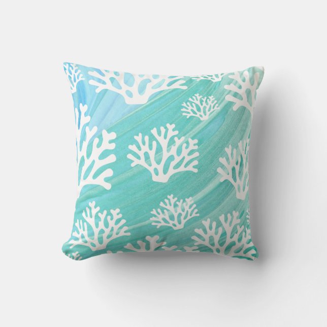 Coussin Aqua Ocean Coral Vie marine (Recto)