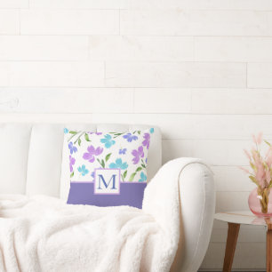 Coussin Aqua Periwinkle Purple Aquarelle tiges