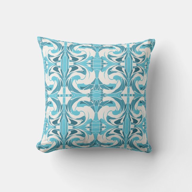 Coussin Aqua Turquoise Hors Blanc Méditerranéen Petits Tui (Recto)