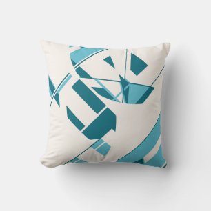 Coussin Aqua turquoise sur le design circulaire d'art off-