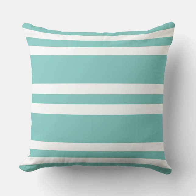 Coussin Aqua Vert et blanc rayé (Recto)