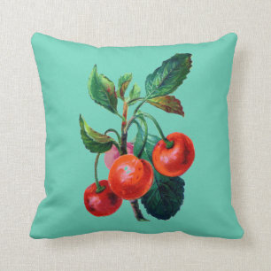 Coussin Aqua vintage de réversible d'impression de branch