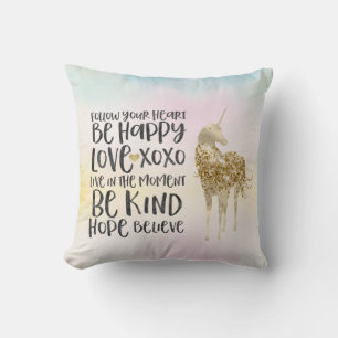 Coussin Aqua Yellow Rose Aquarelle Inspirational Unicorne
