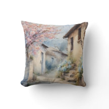 Aquarelle à fleurs rustique du village