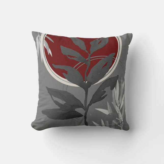 Coussin Aquarelle Abstraite artistique gris foncé et borde (Recto)