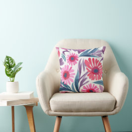 Coussin aquarelle abstraite fleurie pour la maison