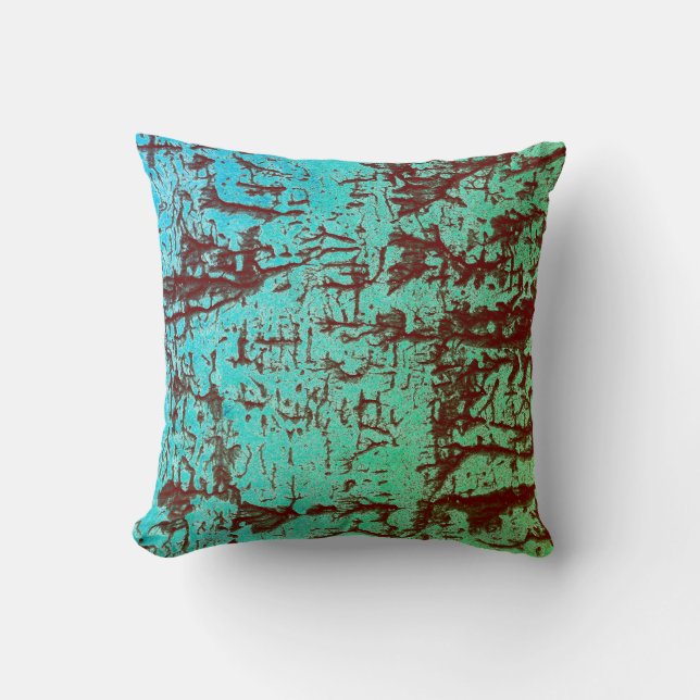 Coussin Aquarelle abstraite moderne vert noir et bleu (Recto)