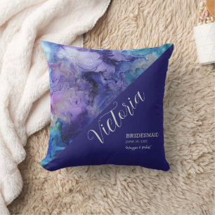 Coussin Aquarelle Abstraite Oreillère à lancer monogramme