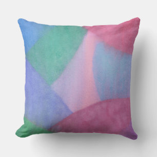 Coussin Aquarelle abstraite pastel avec des formes qui se 