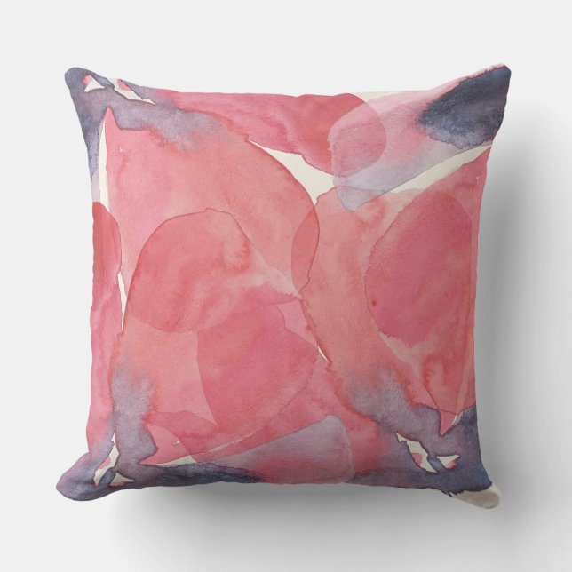 Coussin Aquarelle Abstraite Poppy Chic sur Blush (Recto)