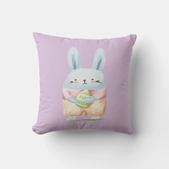 Coussin Aquarelle adorable Lapin de Pâques (Recto)