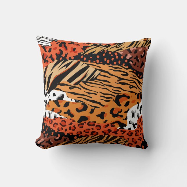 Coussin Aquarelle africaine faune tribale (Recto)
