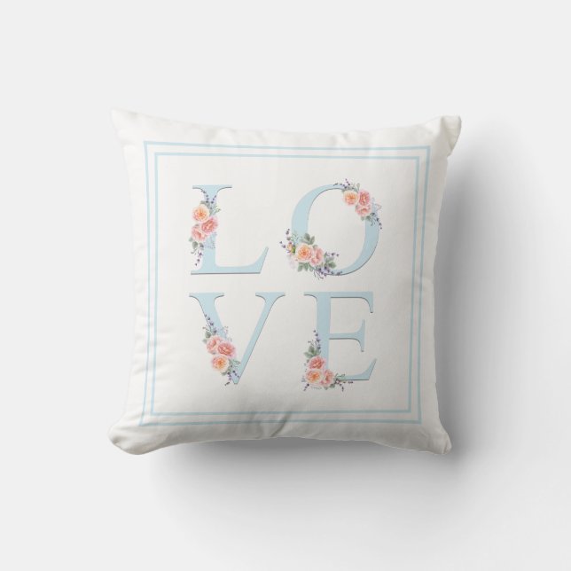 Coussin Aquarelle Amour floral dans la typographie de la f (Recto)