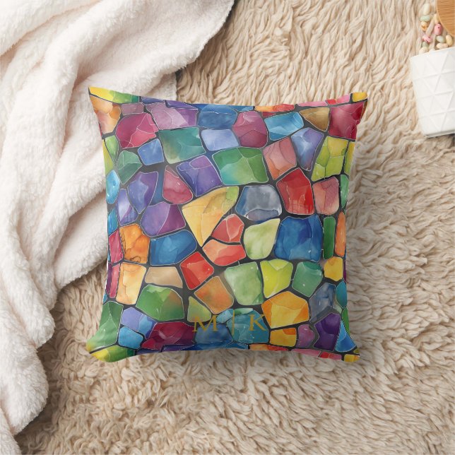 Coussin Aquarelle Arc-en-ciel en verre (Couverture)