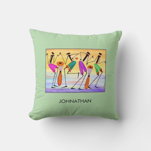 Coussin Aquarelle, Art Africain, Exprimer Le Bonheur (Recto)