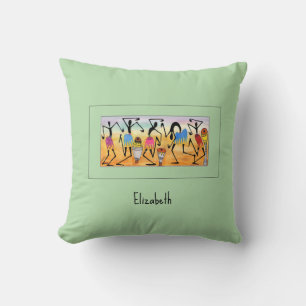 Coussin Aquarelle, Art Africain Magnifique Danse Coeur Réc