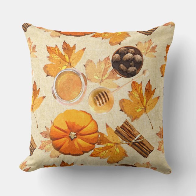 Coussin Aquarelle Automne Magie Parfums Vintages (Recto)