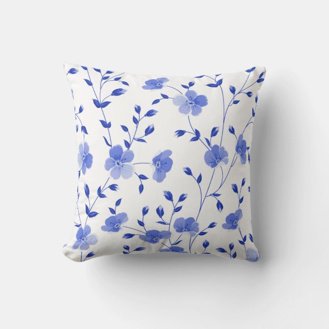 Coussin Aquarelle bleu ciel moderne Floral    (Recto)