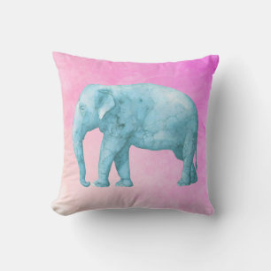 Coussin Aquarelle bleu clair éléphant sur Arrière - plan r