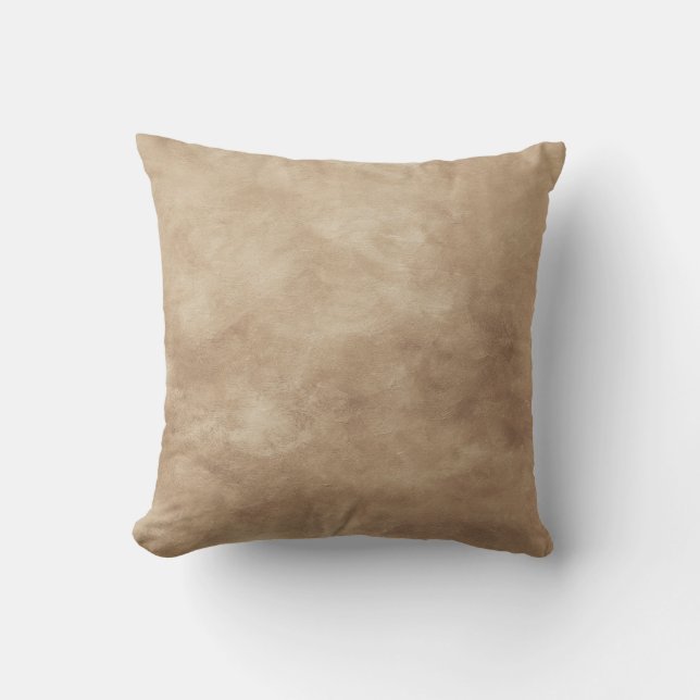 Coussin Aquarelle bleu et rouge sur taupe (Recto)
