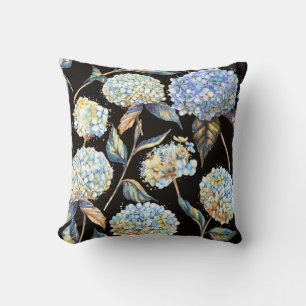 Coussin Aquarelle Blue Hydrangea : Motif foncé sans couleu